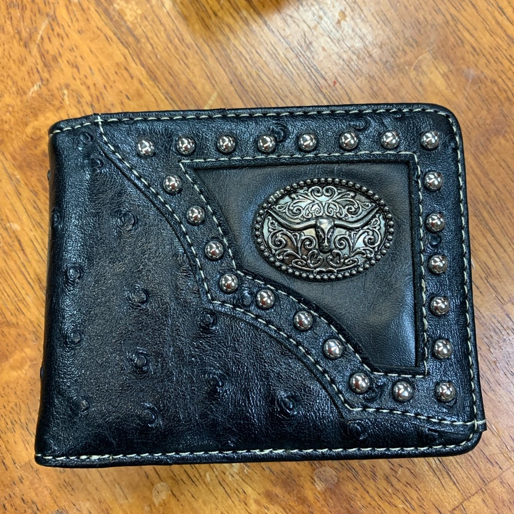Black Studded Leather Wallet
